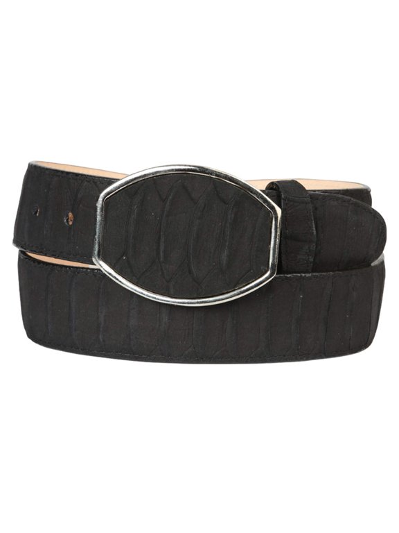 Mens Western Belt El General Imitation Python - Black 45569