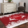 thumbnail image 5 of Red Christmas Elk Area Rug 4x6 Washable Rug Non Slip Winter Snowflake Deer Xmas Watercolor Large Area Rug Indoor Floor Carpet for Entryway Bedroom Kitchen Living Room Home Office Dining Room Nursery, 5 of 8