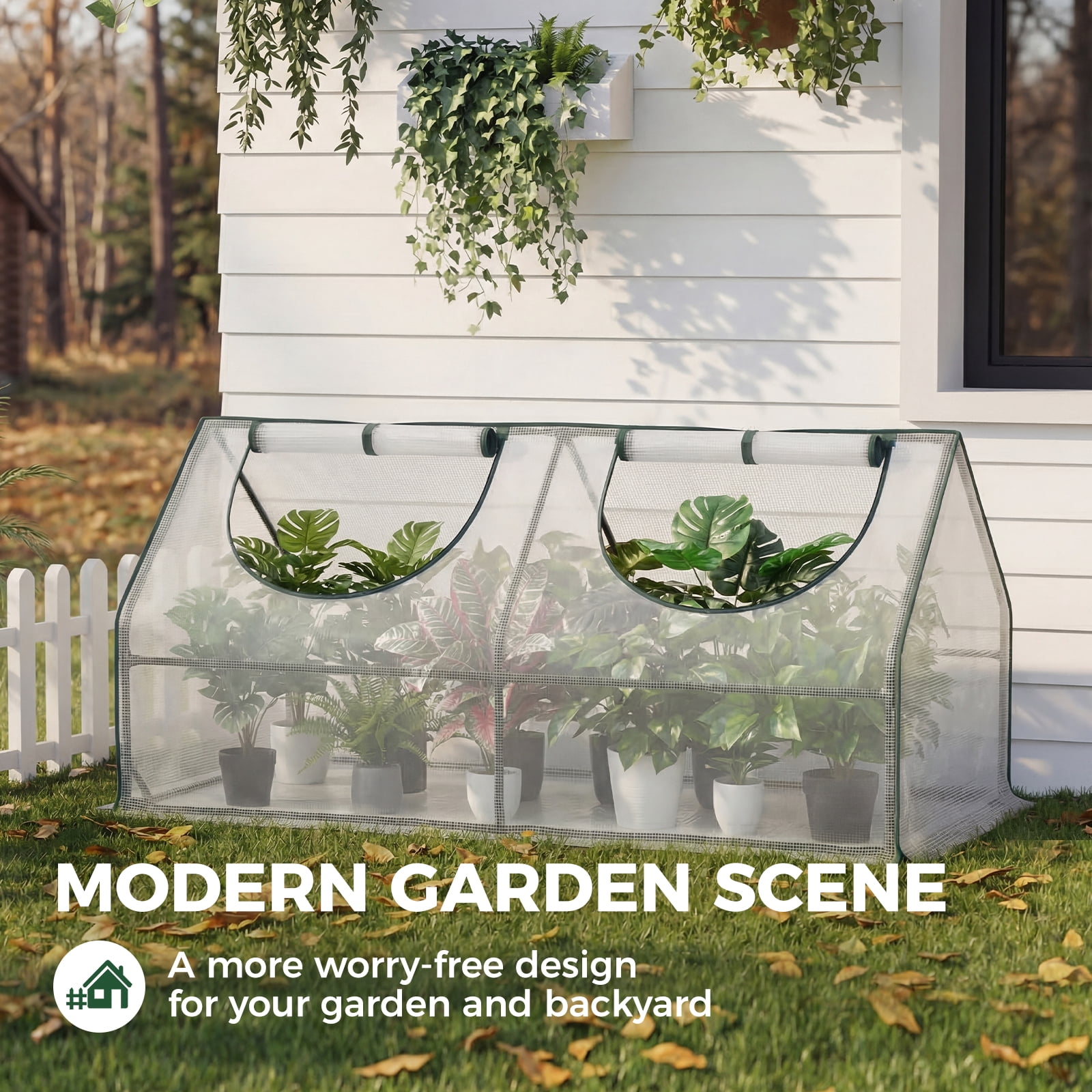 GENTINGBRO Mini Greenhouse with 2 Zipper Doors, Water-Resistant, UV-Protected for Flowers, Vegetables, and Herbs, Green