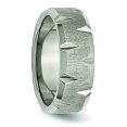 thumbnail image 4 of Titanium Beveled Edge Notched 8mm Brushed Band Ring 10.5 Size, 4 of 6