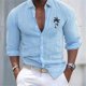 thumbnail image 1 of Camisa de hombre con estampado floral y solapa de talla grande, ropa de calle de uso diario, manga larga, ropa estampada, diseño retro, informal, 2024, 1 of 6