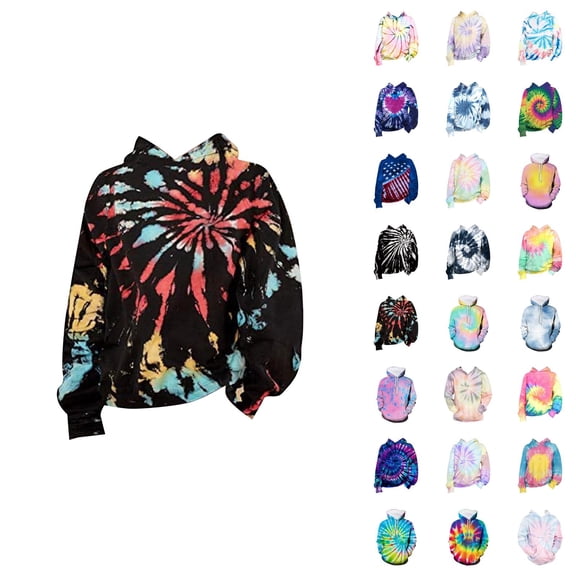 Kids 3D Tie Dye Hoodies Long Sleeve Spring Fall Graphic Hooded Sweatshirt for Boys Girls Pullover Tops