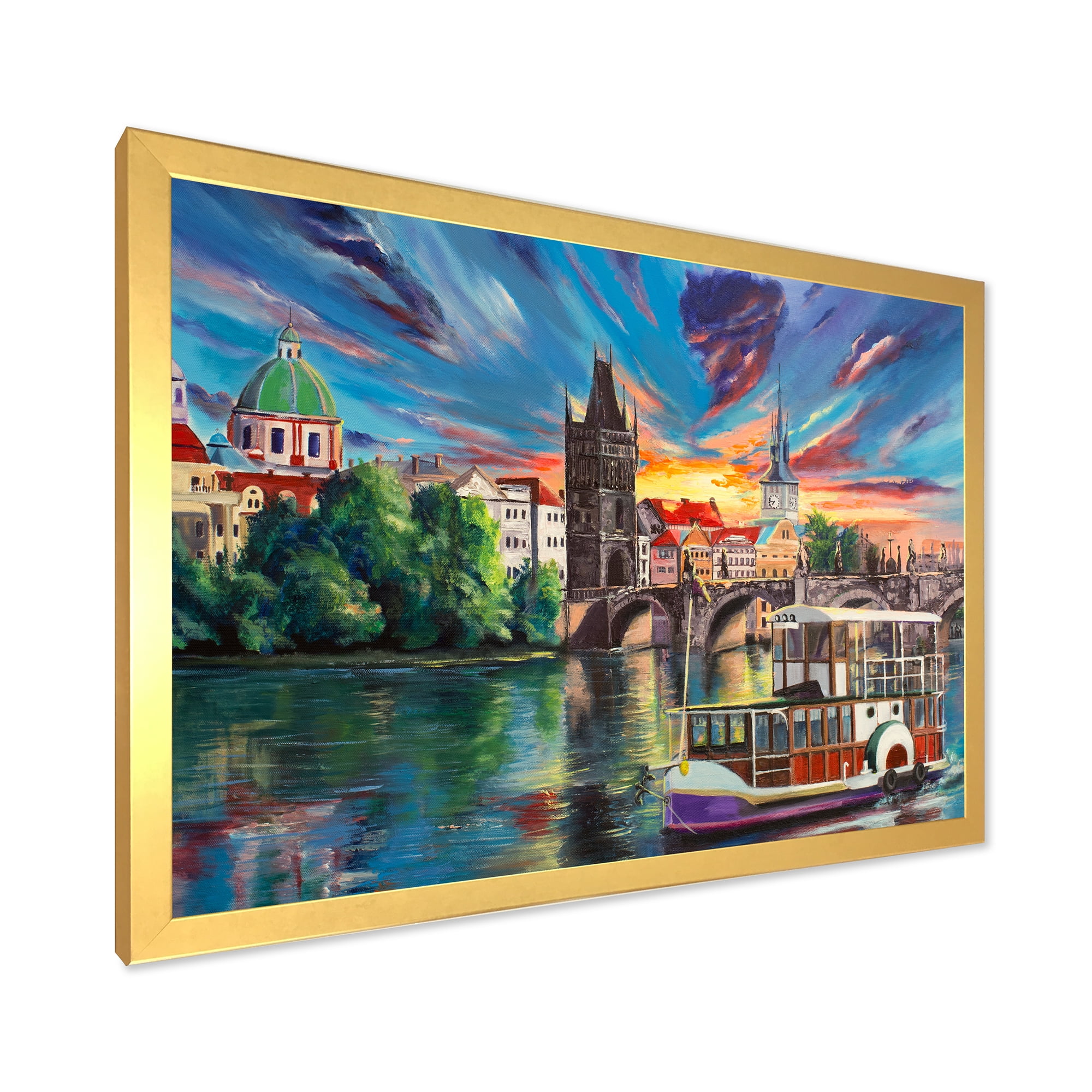 Designart 'Sunset Over Cityview Of Prague' Children's Art Framed Art Print