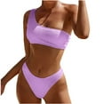 thumbnail image 2 of One Shoulder Swimsuits for Women,Textured Stretch Fit Bikini Sets,Seamless Bras and Cheeky Briefs, 2 of 6