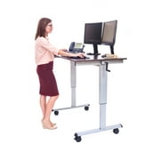 Offex 48" High Speed Crank Adjustable Desk - Silver, Dark Walnut