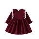 thumbnail image 1 of Vestido de manga larga con cuello redondo para niña, color liso, cuello redondo, manga A, con volantes, para bebés y niños pequeños, vestido informal de poliéster para niña., 1 of 8