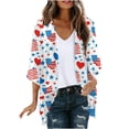 thumbnail image 2 of Nrmvnmi Women's 2024 Open Front Lightweight Cardigans Floral Print Puff Sleeve Kimono Cardigan Loose Boho Cover Ups Casual Tops 2024 Trendy Lightweight Resort Wear, 2 of 5