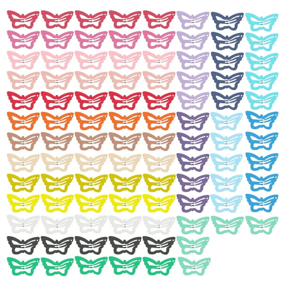 Butterfly Hair Clips (100-Pack 20 Colors) Non-Slip Snap Barrettes for Girls, Women, Toddlers - 1.2 Inch