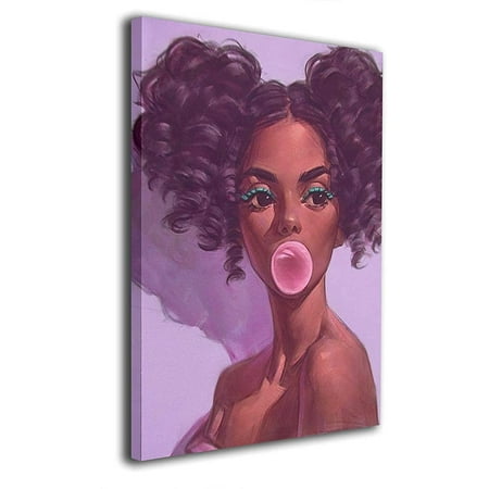 African American Wall Art Afro Girl Cartoon Canvas Wall Art Modern