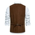 thumbnail image 7 of Men's Embroidery Suede Suit Vest - Vintage Button Up V Neck Sleeveless Wedding Prom Waistcoat, 7 of 7