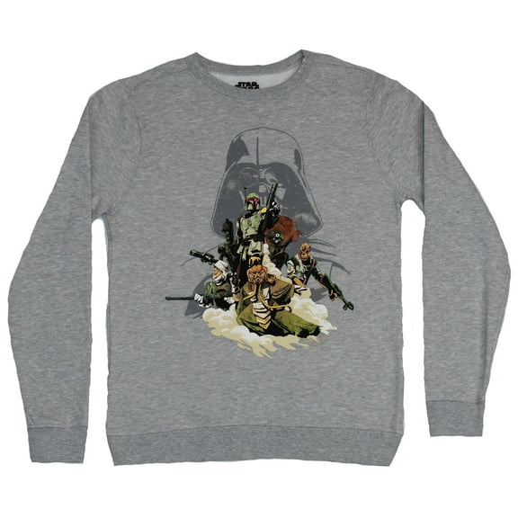 Star Wars Mens Crewneck Sweatshirt - Boba Fett & Bounty Hunters New Hope Style (X-Small)