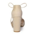 thumbnail image 3 of BLISSFUL STEP Escarpins Habillés à Talons Blocs Hauts pour Femmes à Bout Pointu avec Bride à la Cheville Beige 8, 3 of 8