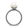 thumbnail image 2 of Sterling Silver & 14k Stack Exp. 7.0-7.5mm White Freshwater Cultured Pearl Ring - Size 9, 2 of 3
