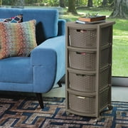Rimax Plastic All-purpose 4-Drawer Mobile Rolling Cart, Brown