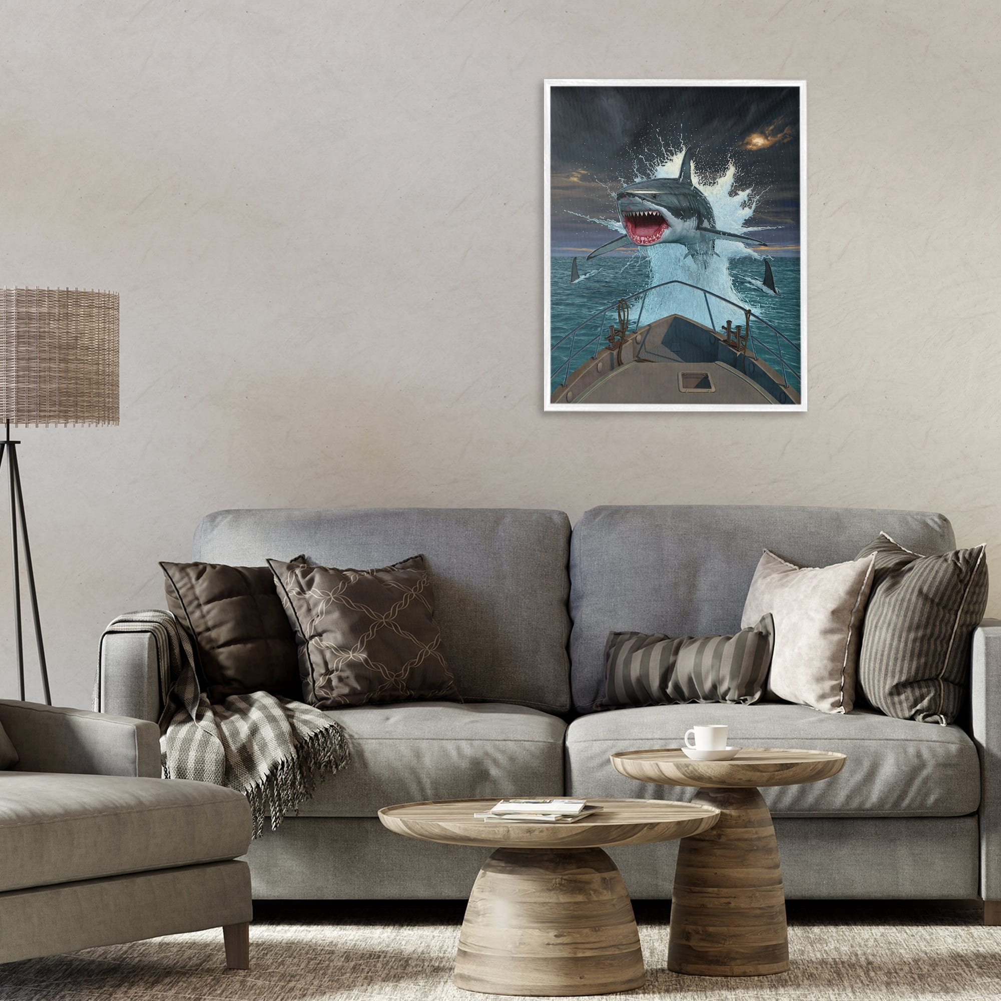 Stupell Industries Fish Out Of Water White Framed Giclee Art, design by Vincent Hie