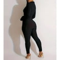 thumbnail image 5 of AGWOLF Bodycon Jumpsuits for Women Casual Long Sleeve Popcorn Rompers Zipper Mock Neck Skinny Pants One Piece Designer Junpsuits Clubwear Black L, 5 of 7