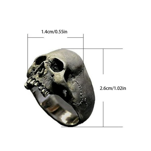 ZheElen Alloy Suitable For Many Occasions Gothic Punk Horror Skull Ring For Men And Women Skull Style Rings silver 12 1Set