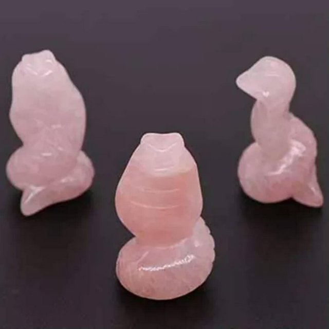 CHUANK Statue de Serpent de Guérison Sculptée en Quartz Naturel en Cristal Gemstone Mini Reiki - Quartz Rose
