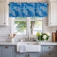 thumbnail image 2 of Blue Abstract Dolphin Valances for Windows Curves Ocean Waves Ethnic Style Rod Pocket Curtain Valance Window Treatment Short Curtains for Kitchen Living Room, 42"x12", 2 of 9