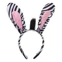 FRCOLOR Cute Zebra Ear Headband for Girls Lightweight Cloth Material Perfect for Parties and Festivals 6.5 inches