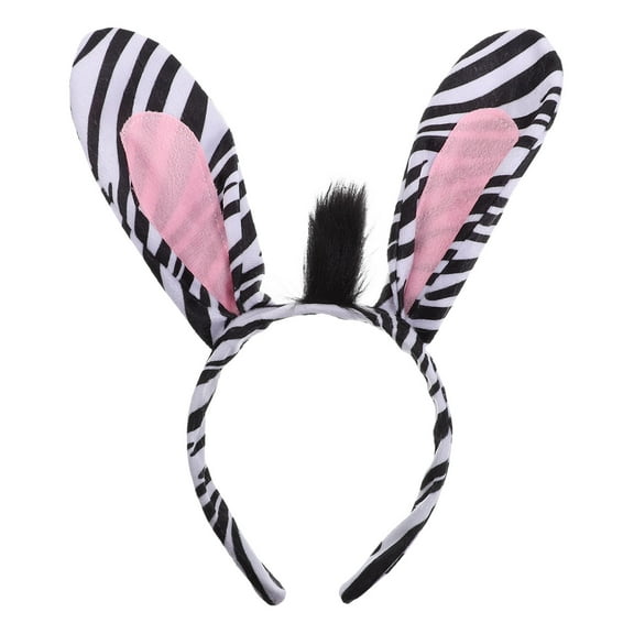 FRCOLOR Cute Zebra Ear Headband for Girls Lightweight Cloth Material Perfect for Parties and Festivals 6.5 inches