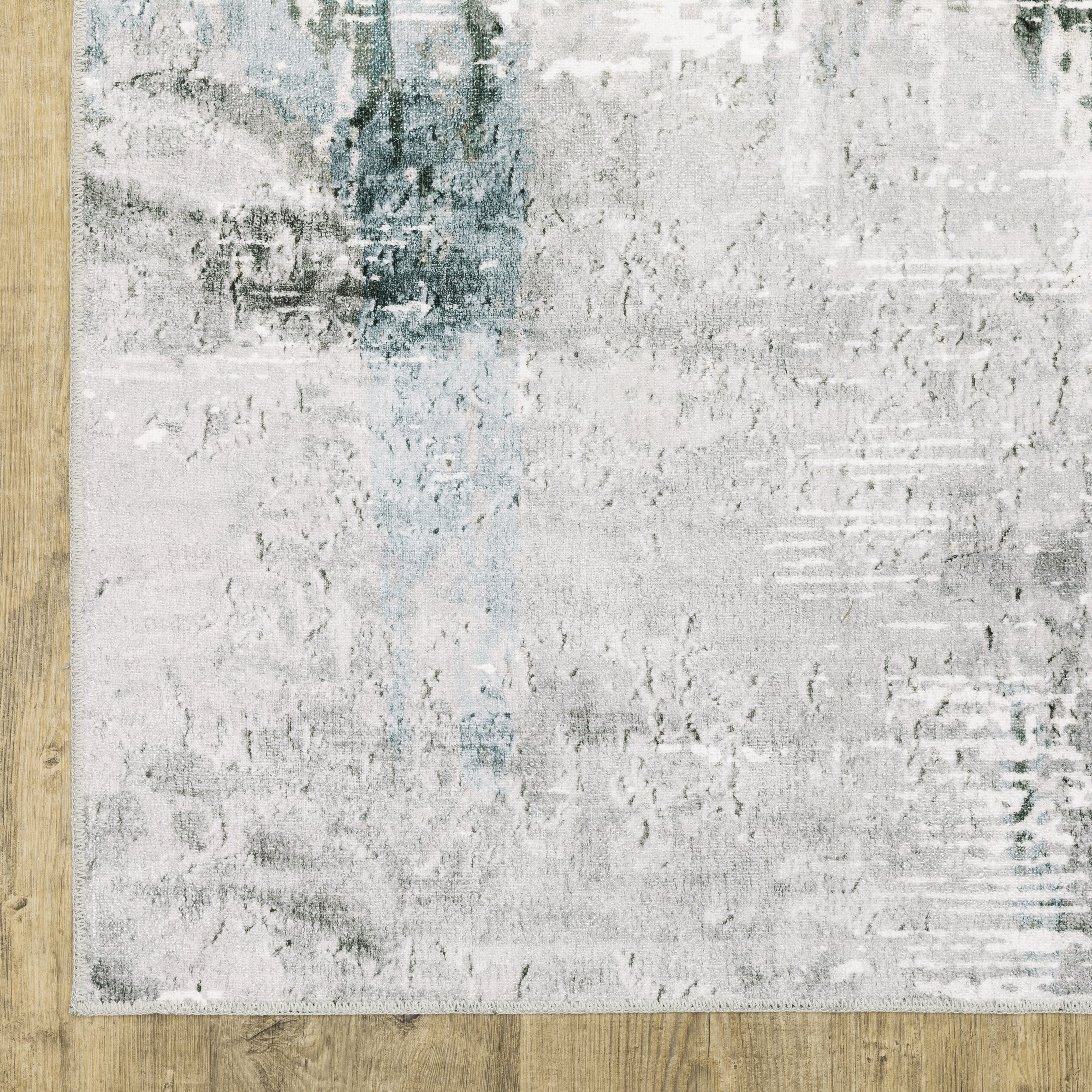 Avalon Home Marlowe Washable Modern Abstract Grey/ Teal Indoor Area Rug