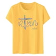 thumbnail image 5 of Alun Easter T Shirts for Women He Is Risen T-Shirt Crewneck Short Sleeve Easter Gift Bible Verse Tee Tops Ladies Casual Letter Print Festival Stylish Outfit Yellow XL, 5 of 5