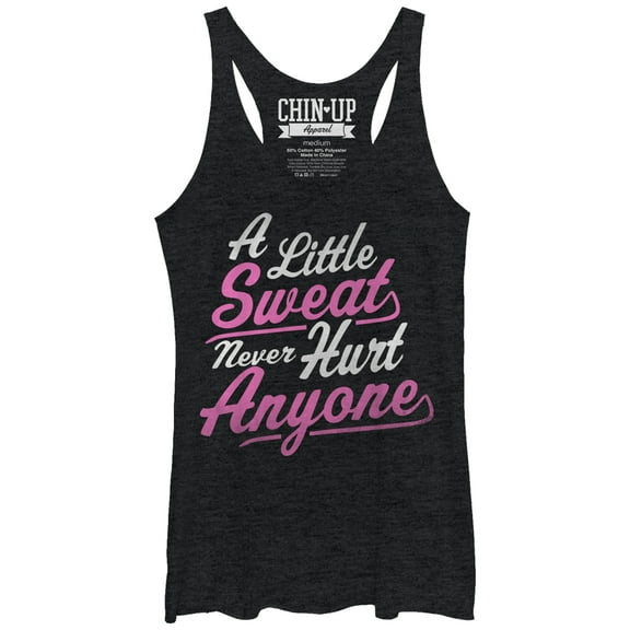 Women's CHIN UP Sweat Never Hurt Anyone Racerback Tank Top Black Heather X Large