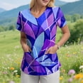 thumbnail image 2 of COMVALUE Scrub Tops Women Short Sleeve Plus Size V Neck Fun Printed Scrubs Top Medical Nursing Uniforms with Pockets (Purple, S), 2 of 9