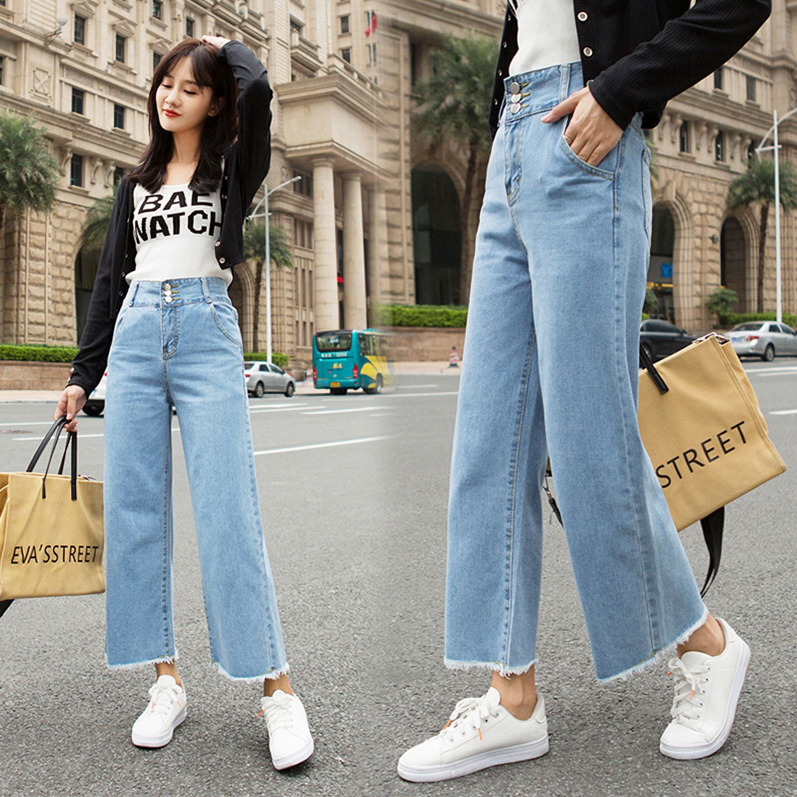 Adjustable Waist Jeans Women's Spring and Autumn High Waist