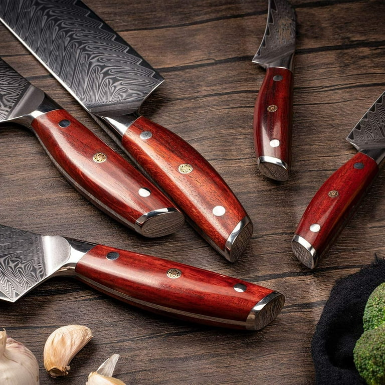Sharp Kitchen Knife Set - Yarenh Chef Knife Set Professional 5 Pcs -  Japanese Damascus Stainless Steel Blade & Dalbergia Wood Handle - Gift Box  Packaging - Bread Knife sets KTF-Series 