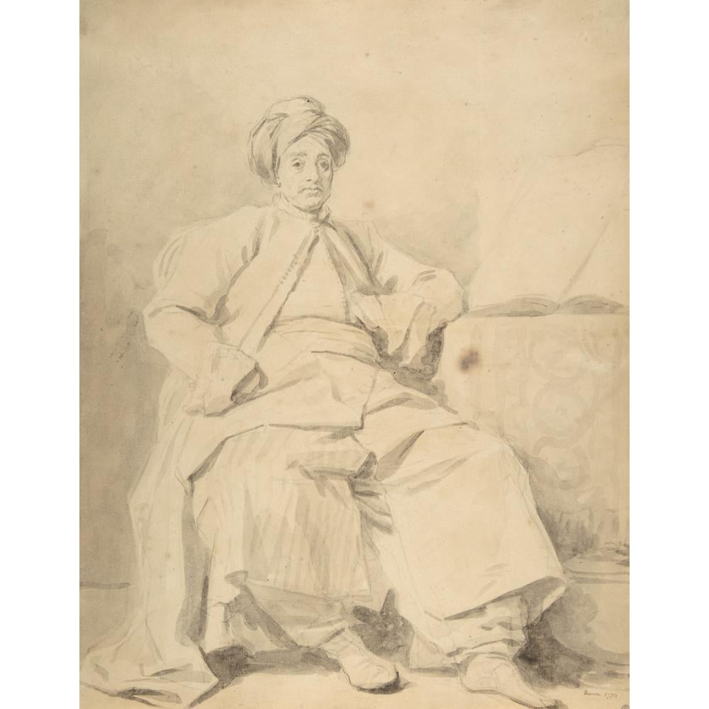 Jean-Honoré Fragonard 20x24 Black Modern Framed Museum Art Print Titled - The Sultan (1774)
