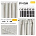 thumbnail image 6 of 100% Blackout Faux Linen Curtains for Livingroom Bedroom W50 X L108,2 Panels Set Thermal Insulated Curtains With Free 20 Ring Clips - Beige, 6 of 9