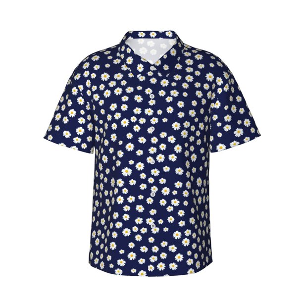 Fotbe Daisies Flowers Camisa Hawaiana para Hombre Unisex – Camisa Casual de Verano con Botones de Manga Corta de Algodón y Lino,3X-Large