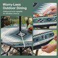 thumbnail image 5 of Round Outdoor Tablecloth with Umbrella Hole and Zipper, Teal Gray Boho Tablecloth with Elastic Waterproof, Southwestern Ethnic Abstract Geometric Patio Table Covers for 55" - 60" Picnic Pool Tables, 5 of 9