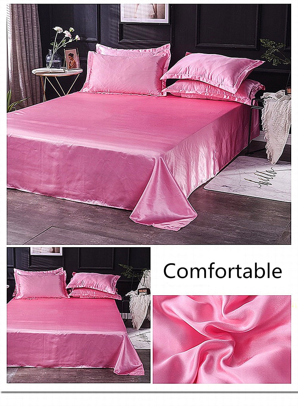 Wholesale Luxury 100% Satin Silk White 1PCS Flat Sheet Silky Queen King