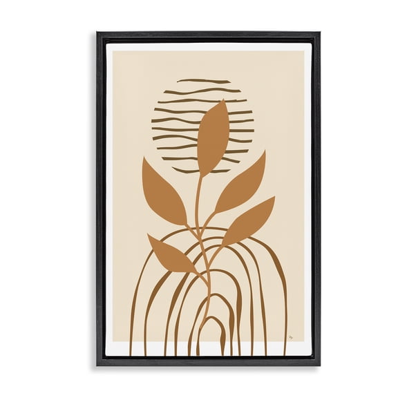 Stupell Industries Eclectic Minimal Leaf Sprig Black Floating Frame Canvas Art, 17 x 25, by Martina Pavlova