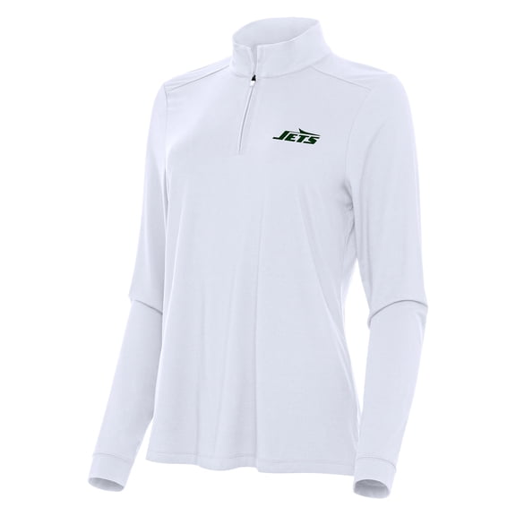 Women's Antigua  White New York Jets Intent Quarter-Zip Sweatshirt