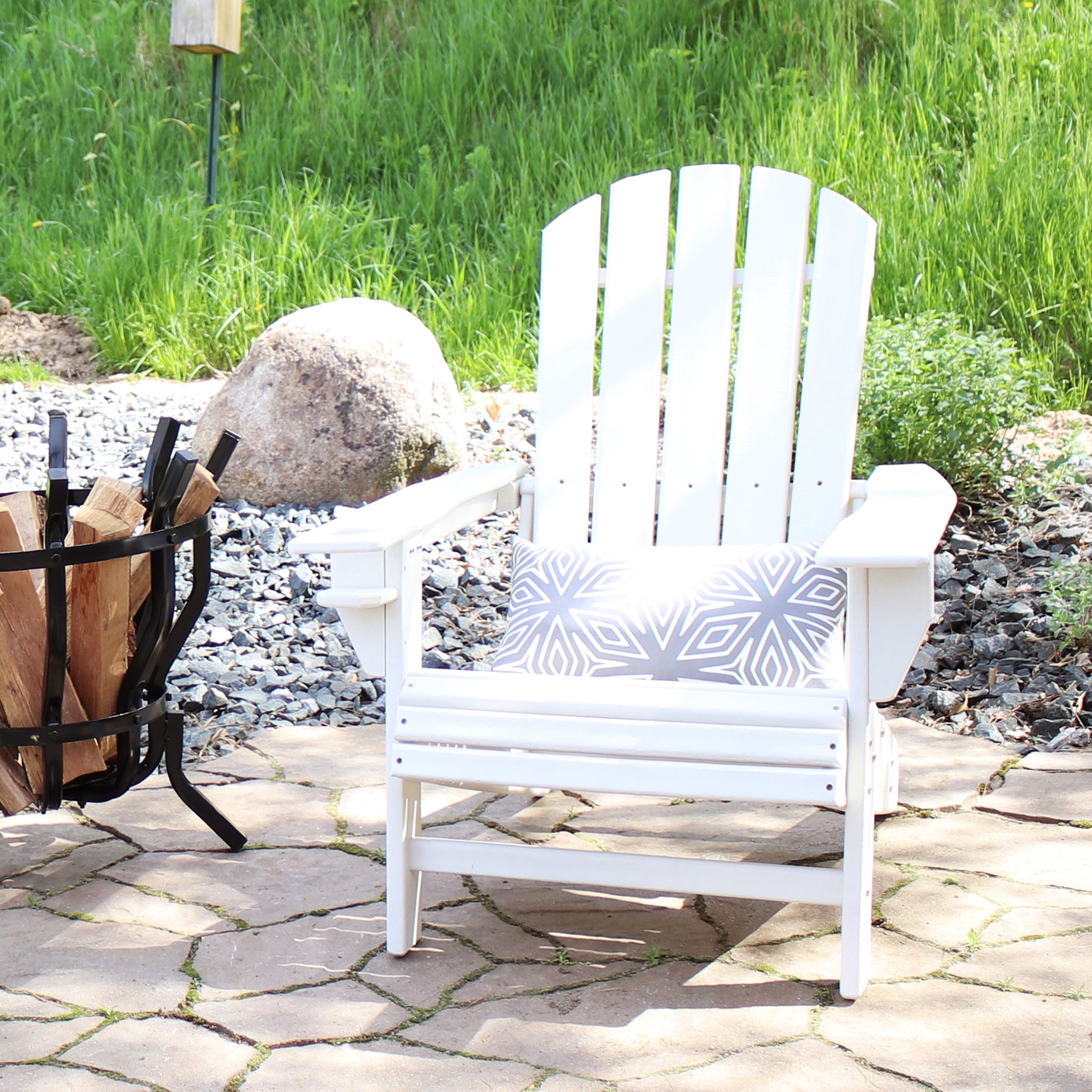 Sunnydaze Lake-Style All-Weather Plastic Adirondack Chair - White
