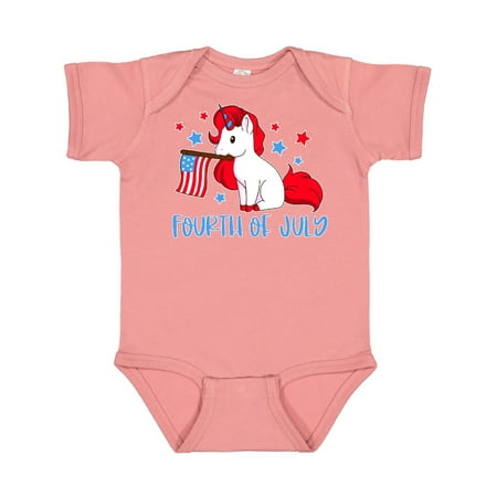 

Inktastic 4th of July Unicorn Holding American Flag Gift Baby Boy or Baby Girl Bodysuit