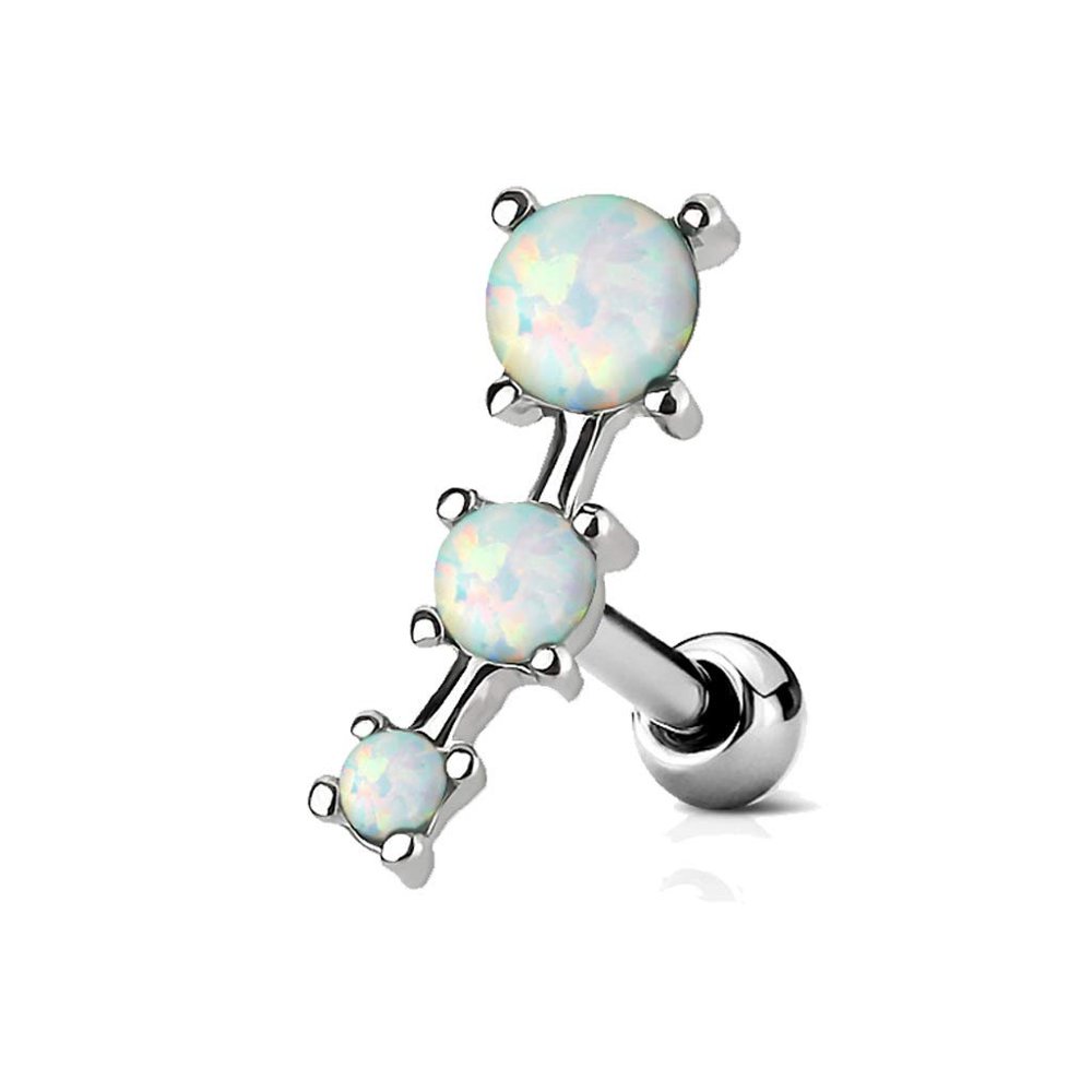 Mobody MoBody 16G Triple Opal Prong Set Tragus Earring Surgical Steel