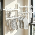 thumbnail image 1 of Oefntac Rotatable Foldable Drying Rack Multifunctional Hanger Multiple Clips Underwear Sock Wall Mounted No Drill, 1 of 6