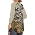 thumbnail image 4 of Button Up Camo Shirt Women Dressy Casual 3/4 Sleeve Tunic Tops Color Block V Neck Blouse T-Shirts, 4 of 4