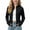 Black, variant on Girls Peplum Ruffle Athletic Jacket Full Zip Stand Collar Top With Thumbholes For Gymnastics Runing Green