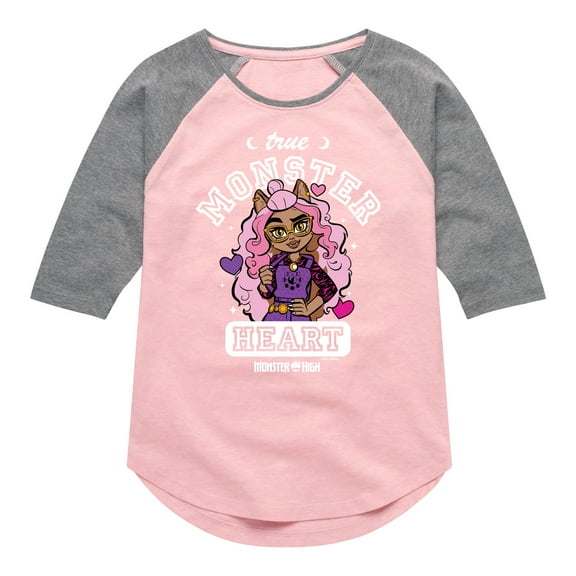 Monster High - True Monster At Heart - Toddler & Youth Girls Raglan Graphic T-Shirt