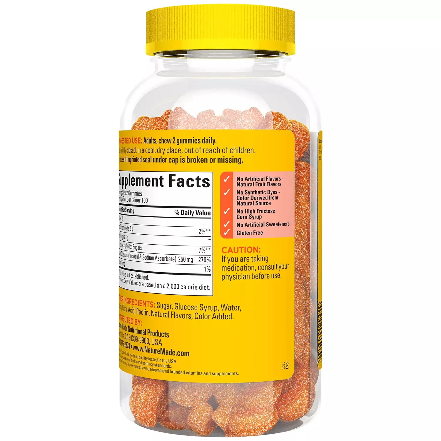 Nature Made Adult Gummies 200 CT Vitamin C Dietary Supplement, Orange
