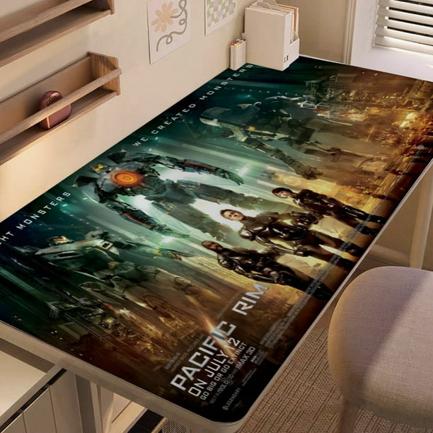 Pacific Rim alfombrilla de escritorio/mesa extra-grande con base antideslizante de cuero y diseño temático; versátil para escritorios de ordenador, mesas de comedor, etc.40*80cm