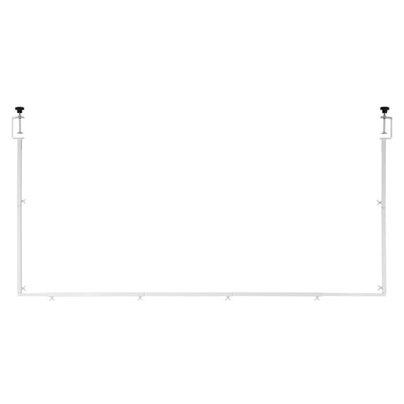 KFFKFF Adjustable Over-The-Table Rod Stand with Clamps, 13"-42'' Height & 28"-98" Length, Metal Table Arch Frame for Event Decorations, White