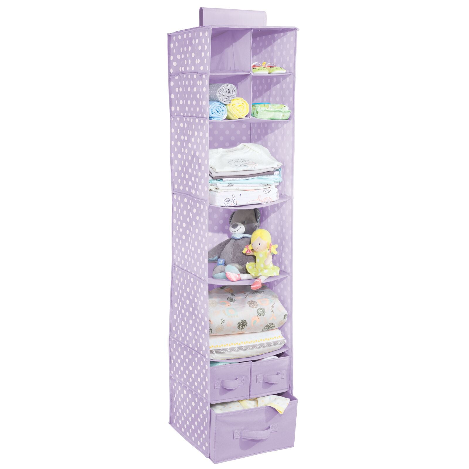 mDesign Soft Fabric Over Closet Rod Hanging Storage Organizer with 7