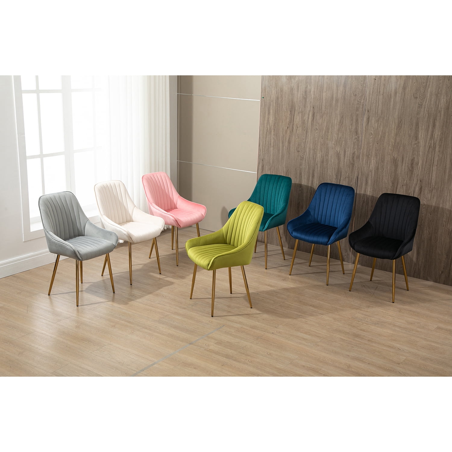 Kepooman Modern Mid-Century Side Chair with Natural Metal Legs for Kitchen, Living Dining Room, Set of 1, Blue - Green Kepooman Modern Mid-Century Side Chair with Natural Metal Legs for Kitchen, Living Dining Room, Set of 1, Blue - Green